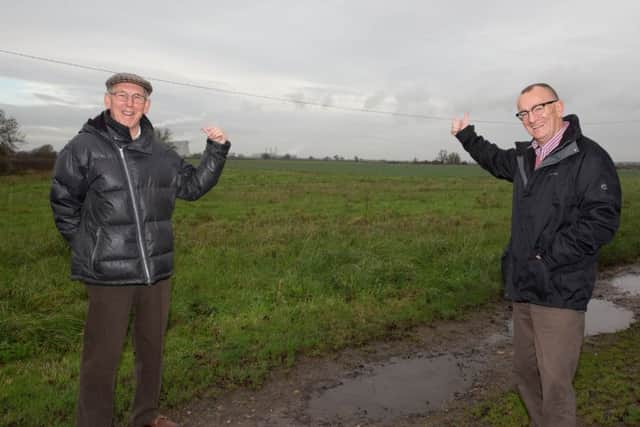 Parish council at Roman Archaeologists site L>R Bob Fleming Parish Cllr, David Langmead, Clerk to Parish Council