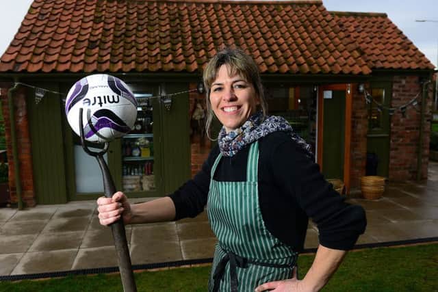 Everton Farm shop owner Daniela Troop. See Ross Parry copy RPYEVERTON: A small farm shop which wanted to trademark its village name Everton is facing a David and Goliath battle to keep its moniker - with Premier League football team, Everton FC. Shop owner Daniela Troop was left "stupefied" to learn the Merseyside club objected to her trademark. The history of the small village near Doncaster, South Yorks., can be found as far back as the Doomsday Book and Mrs Troop's family has farmed Everton land since 1440. However, the shop has found itself in a sticky situation with The Toffees who object to the prominence of the word 'Everton' in the logo.