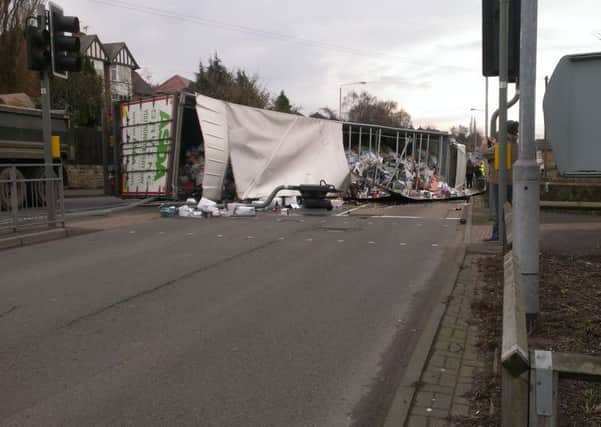An Asda lorry has overturned in Mansfield Woodhouse.