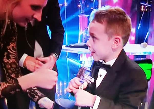 Bailey Matthews on stage at Sports Personality of the Year 2015 in Bellfast