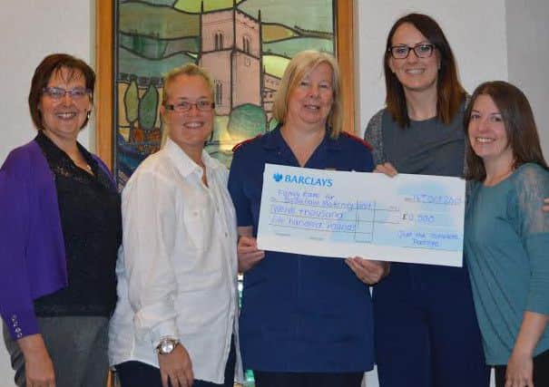 Pictured (L to R) at the presentation of a £12,500 cheque are: Carol Lee, Bereavement Midwife; Rachel Hodges, JOEL; Karen Cousins, Intrapartum Manager/Lead Midwife; Emma Pearson and Louise Murphy from JOEL.