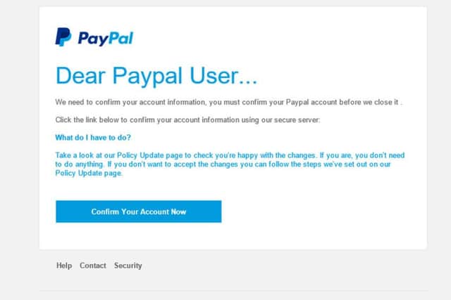 Pay pal scam image