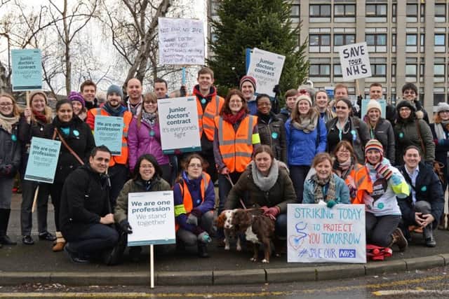 Junior doctors pictured on the picket line at Doncaster Royal Infirmary. Picture: Marie Caley NDFP Strike DRI MC 1