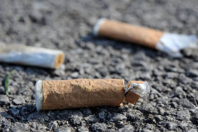 Cigarette butts at Manor Fields Park, City Road which is one of the parks which Sheffield Council are introducing a smokefree playground scheme. Picture: Andrew Roe