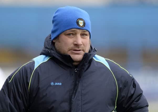 Gainsborough Trinity vs Aston Utd. Trinity manager Steve Housham