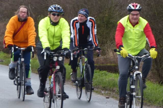 Left to right Mark Clark, Daniel Nicholson, Dave Walker and Loll Dickenson heading towards Beckingham (Pic: Trevor Halstead)