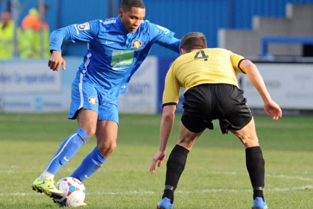 Gainsborough Trinity v Bradford Park Avenue.
Kane Richards.