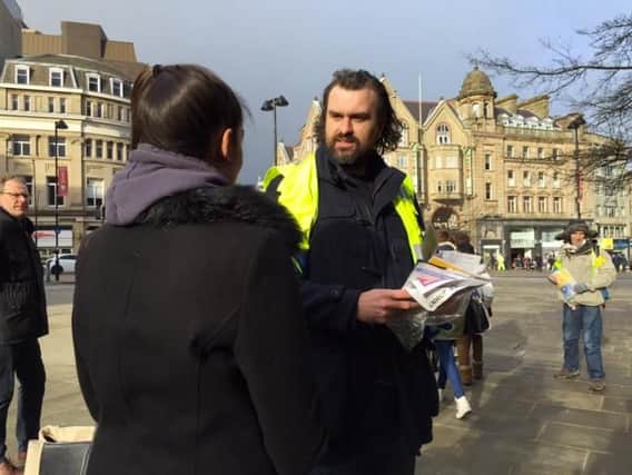 Reverend and the Makers star Jon McClure selling the Big Issue in Sheffield. Photo @bigissuenorth