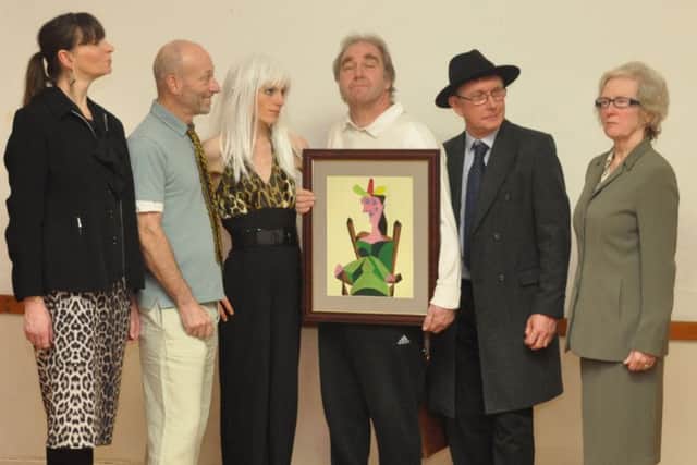 The Everton Players with their Picasso for their next production, My Friend Miss Flintt