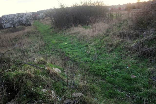 Waste land known locally at the 'old allotments' looking back towards Lincoln Street, Worksop, where explorative drilling is planned.