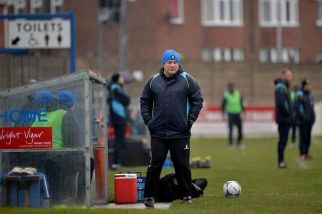 Gainsborough Trinity FC v Solihull Moors, pictured is manager Steve Housham