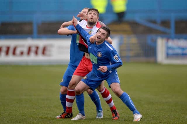 Gainsborough Trinity FC v Solihull Moors, pictured is Liam Davis