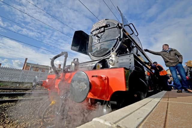 The Flying Scotsman arrives at Retford station