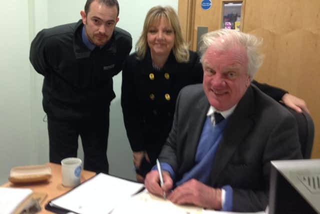 Gainsborough Town council clerk, Matthew Gleadell, Coun Liz Clews and Gainsborough MP, Sir Edward Leigh