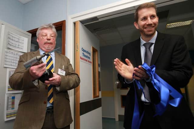 Simon Weston OBE officially opened a new operating theatre at the Barlborough NHS Treatment Centre. Simon is pictured cutting the ribbon to open the new theatre.