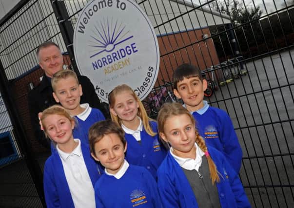Headteacher George Huthart and pupils from Norbridge Academy, Worksop.  Picture: Andrew Roe