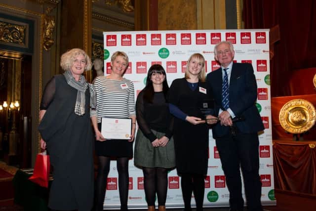 Staff from the Harley Gallery receive their award from  Dan Cruickshank. Picture: Julia Skupny