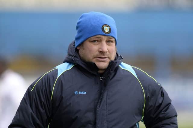 Gainsborough Trinity vs Aston Utd. Trinity manager Steve Housham