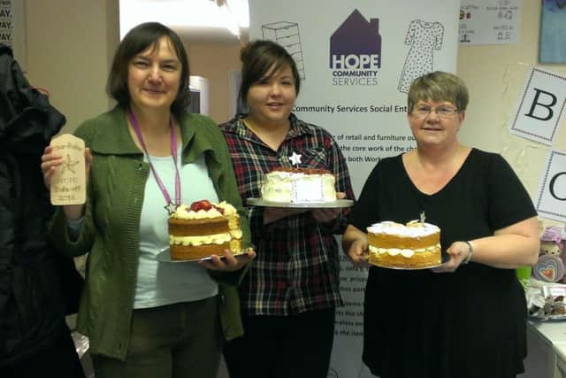 The Great Hope Bake Off winners, Christina Putland (on behalf of Mick Putland), Charley Robinson and Joanne Linley