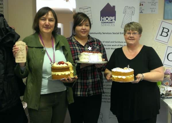 The Great Hope Bake Off winners, Christina Putland (on behalf of Mick Putland), Charley Robinson and Joanne Linley
