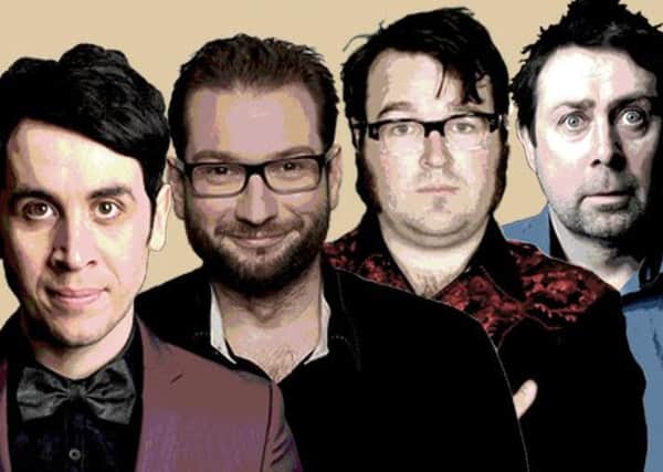 Comedy stars (clockwise from top left)  Gary Delany, Sean Hughes, Jarred Christmas and Pete Firman will be at Lincoln Theatre Royal for the All-Star Stand-Up Tour