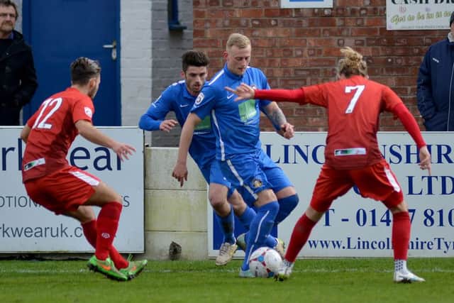 Gainsborough Trinity FC v Alfreton Town, pictured is Josh Lacey