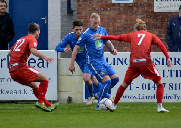 Gainsborough Trinity FC v Alfreton Town, pictured is Josh Lacey