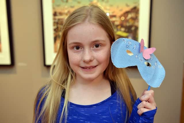 Childrens craft workhsop at Harley Gallery inspired by exhibition of pop art pioneer Sir Peter Blake, pictured is Paige fisher, nine