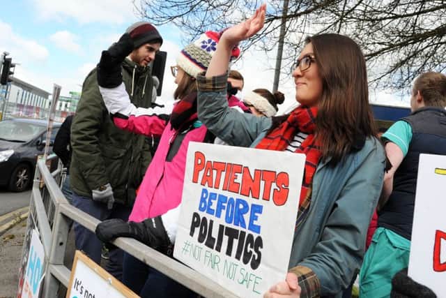 Junior doctors on a picket line on Tuesday morning.