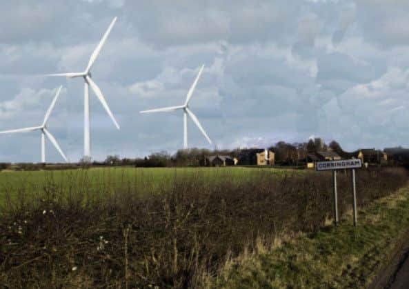 Campaign group No To Local Wind Farms has produced this image to show what a wind farm near Corringham would look like