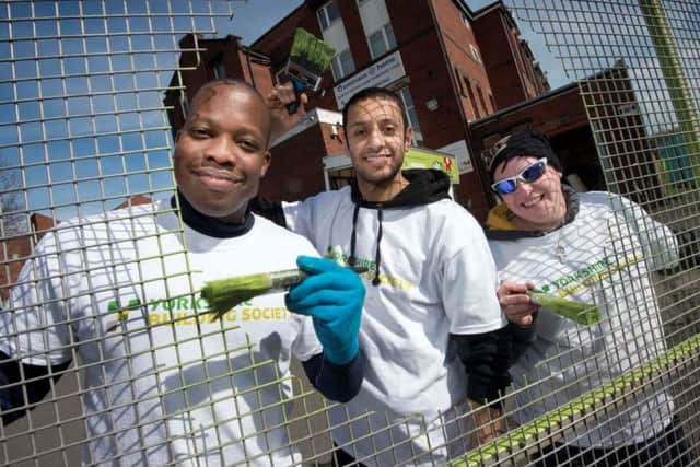 Staff from the Gainsborough branch of the Yorkshire Building Society volunteering.