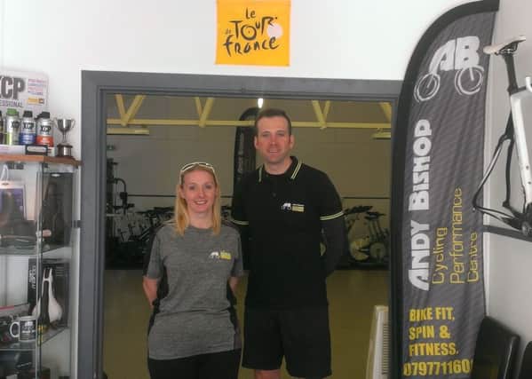 Andy Bishop and wife Claire at the Andy Bishop Cycling Performance Centre