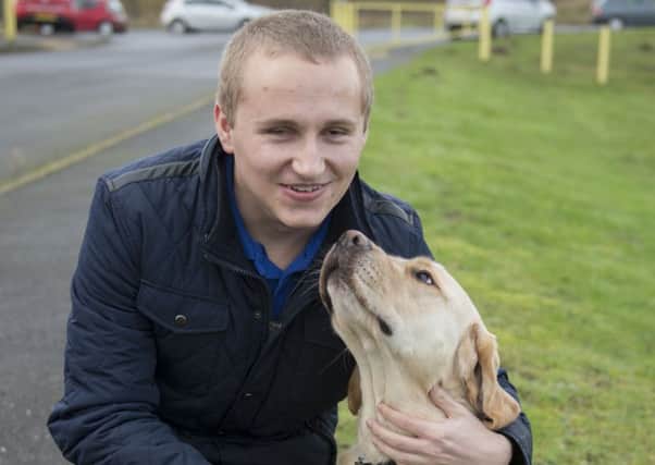 Mansfield Chad supporting Guide Dogs for the Blind. Nathan Edge with Hudson