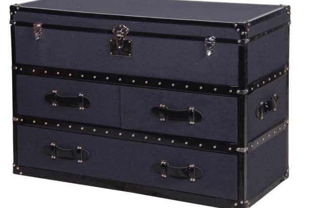 Undated Handout Photo of the Cole grey fabric bar chest trunk, upholstered in grey felt, 355, available from Alexander and Pearl. See PA Feature INTERIORS Fathers Day. Picture credit should read: PA Photo/Handout. WARNING: This picture must only be used to accompany PA Feature INTERIORS Fathers Day. WARNING: This picture must only be used with the full product information as stated above.