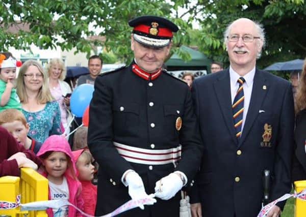 Sir John Peace, Lord Lieutenant of Nottinghamshire, officially opened Misterton's new play park