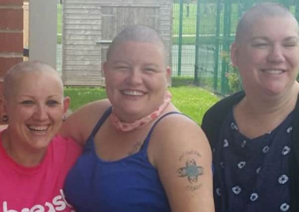 Brave girls Pip Otter, Debbie Chappell and Emma Mills, all from Bassetlaw Home Ed Group, had their heads shaved for charity