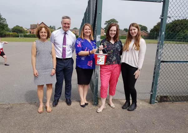 Sturton-by-Stow primary school staff (from left) Ruth Hodges, Phil Hukin, Pam Jenkins, Jenna Elliott and Charlotte Evans, are taking part in a skydive to raise funds for the school's project playground