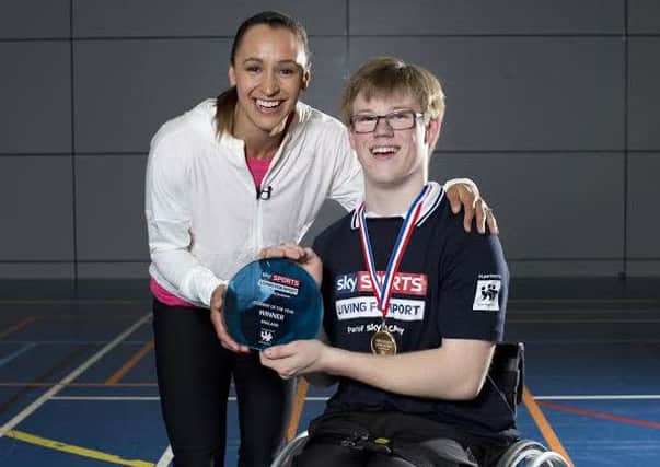 SKY SPORTS -LIVING FOR SPORT AWARDSSTUDENT OF THE YEAR CHRISTOPHER BADGERIS PRESENTED BY OLYMPIC ATHLETE JESSICAENNIS @ EIS SHEFFIELD.