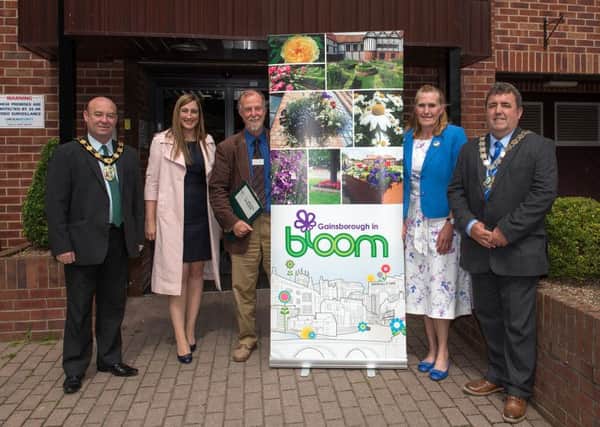 Gainsborough In Bloom judging begins, pictured from left are chair of West Lindsey District Council Roger Pattison, chair of Gainsborough In Bloom commitee Alison Hall, judge Jeff Bates, Anna Greive tresurer and Gainsborough Town Mayor Ken Woolley