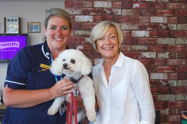 Alfie the therapy dog visited Scotter Ward at John Coupland Hospital