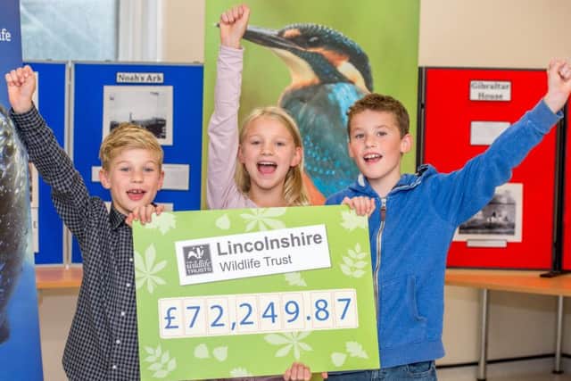 Jack Eastwell age 9, Rhianna Wilson age 10 and George Wilson age 8
Community Champions Lincolnshire Wildlife Trust, Nottinghamshire Wildlife Trust and Yorkshire Wildlife Trust with a cheque for £72,249.87
Gibraltar Point National Nature Reserve