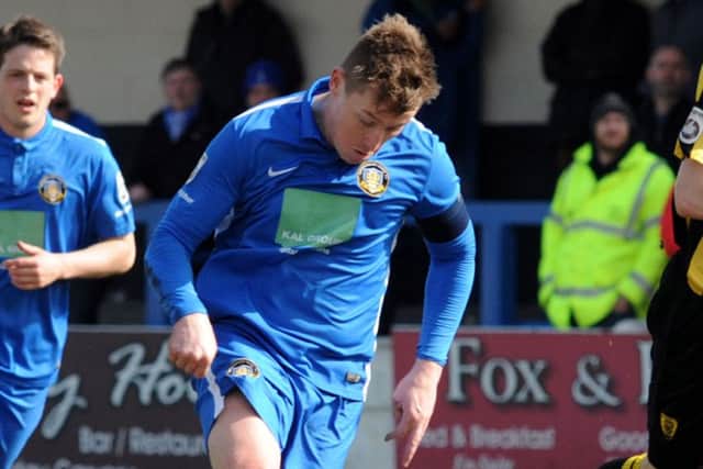 Gainsborough Trinity v Gloucester City.
Nathan Jarman picks up the ball before slotting home Gainsborough's first half goal.