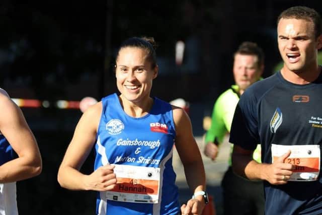 HOLMES RUN -- Hannah Holmes, who finished in the top 16 of female runners at the Lincoln Half-Marathon.