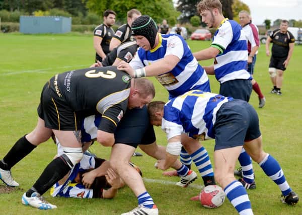 WHITEWASH WOE -- Gainsborough All Blacks in action against Skegness, who thumped them 61-0.