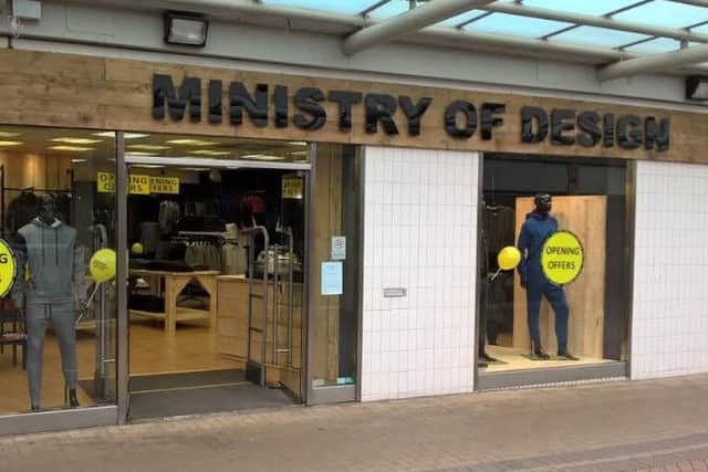 The new menswear store in the Priory Shopping Centre.