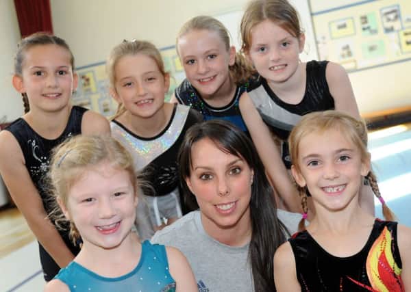 Beth Tweddle at Ingham Primary School.
Beth Tweddle with her group of gymnasts from Ingham Primary School who organised a display for parents.
