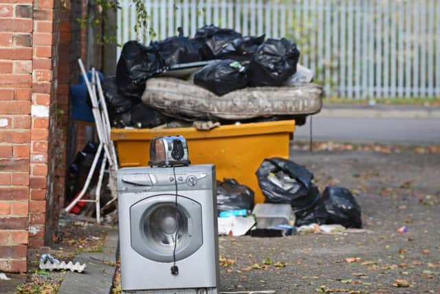 Rubbish piles up just off Flowitt Street, Hexthorpe. Picture: NDFP Rubbish MC 4
