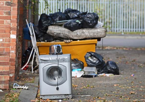 Rubbish piles up just off Flowitt Street, Hexthorpe. Picture: NDFP Rubbish MC 4