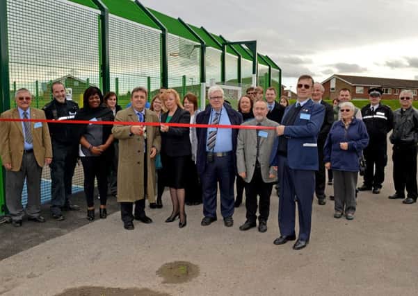 Official opening of the new multi-use games area on Riseholme Road, Gainsborough, pictured cutting the ribbon is Gainsborough Mayor Coun Ken Woolley