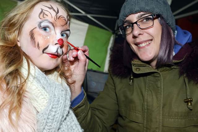 Gainsborough Christmas lights switch on. Lorelai Challis and Melissa Whittaker.